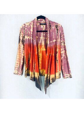 Citron Cottagecore Sweater Womens PS Multicolor Tie Dye Cardigan Hippie Artisan